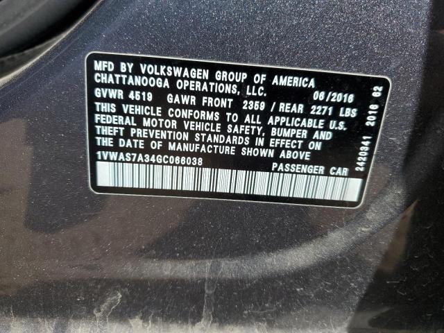 2016 VOLKSWAGEN PASSAT S - 1VWAS7A34GC066038