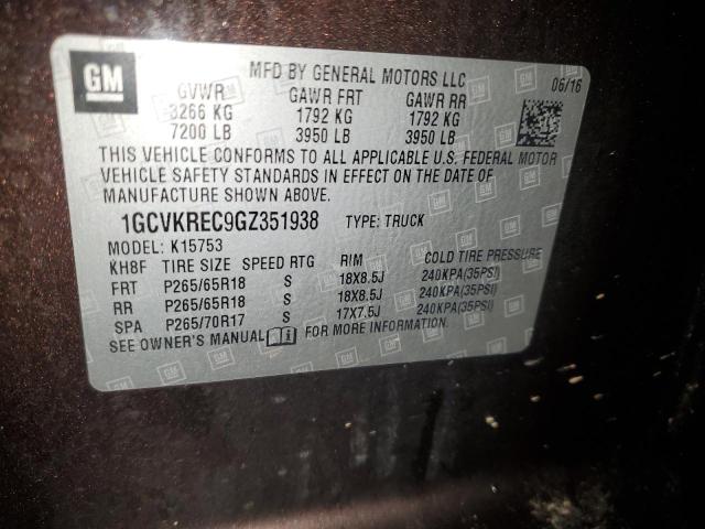 2016 CHEVROLET SILVERADO - 1GCVKREC9GZ351938