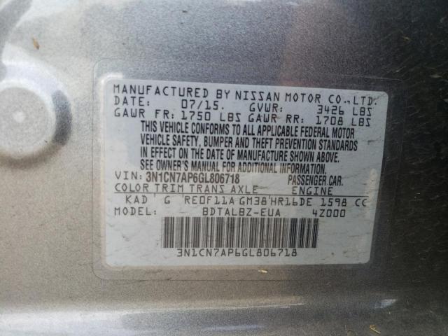 2016 NISSAN VERSA S - 3N1CN7AP6GL806718