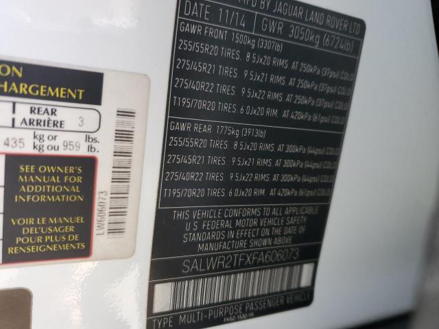 2015 LAND ROVER RANGE ROVE SALWR2TFXFA606073