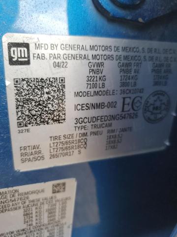 2022 CHEVROLET SILVERADO - 3GCUDFED3NG547626