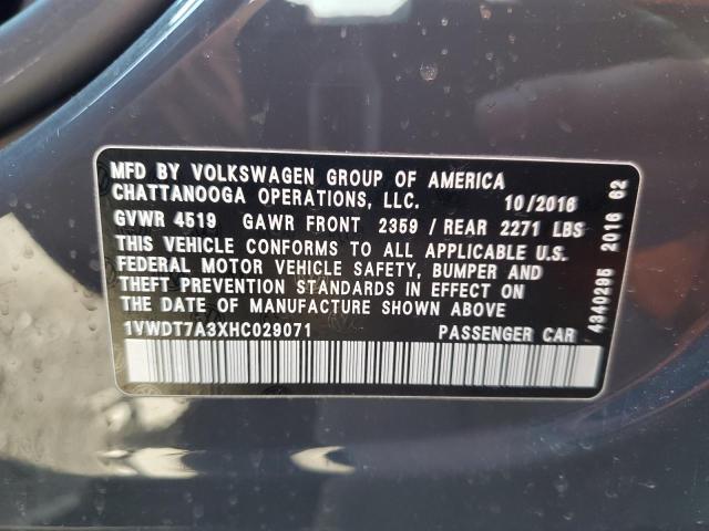 2017 VOLKSWAGEN PASSAT R-L - 1VWDT7A3XHC029071