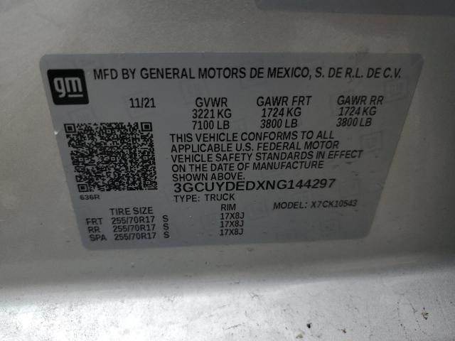 2022 CHEVROLET SILVERADO - 3GCUYDEDXNG144297