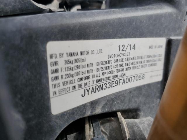 2015 YAMAHA FZ09 JYARN33E9FA007058