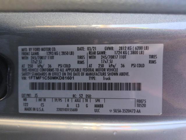 2021 FORD F150 - 1FTMF1C50MKD81601