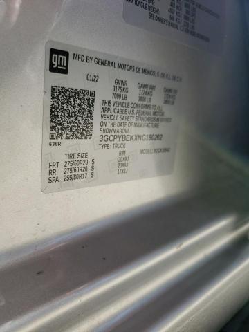 2022 CHEVROLET SILVERADO - 3GCPYBEKXNG180202