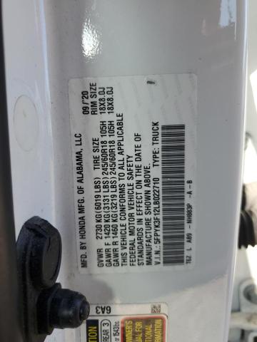 2020 HONDA RIDGELINE - 5FPYK3F12LB022710
