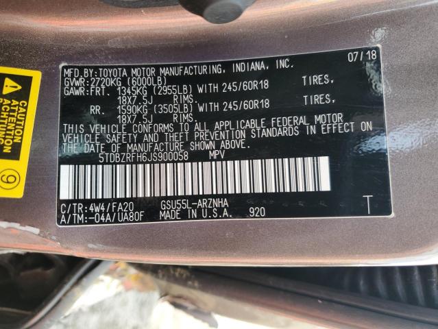 2018 TOYOTA HIGHLANDER - 5TDBZRFH6JS900058