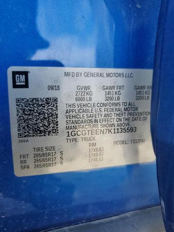 2019 CHEVROLET COLORADO Z - 1GCGTEEN7K1135593