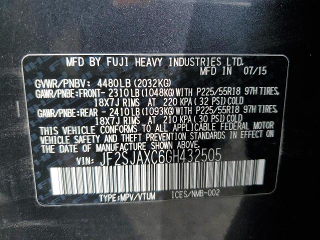 2016 SUBARU FORESTER 2 - JF2SJAXC6GH432505