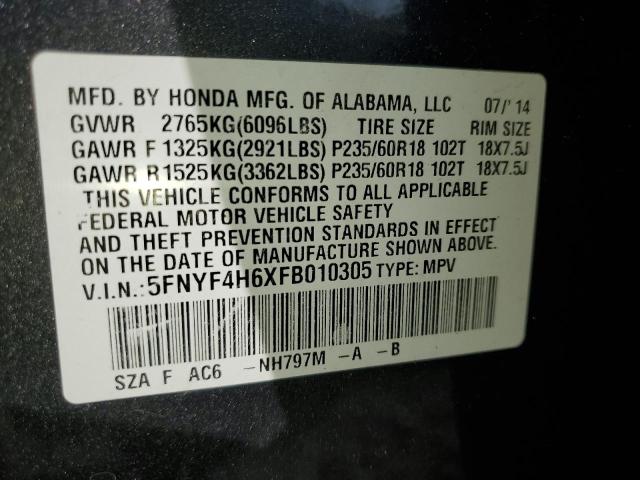 2015 HONDA PILOT EXL - 5FNYF4H6XFB010305