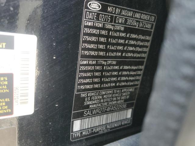 2015 LAND ROVER RANGE ROVE - SALWR2TF4FA522556