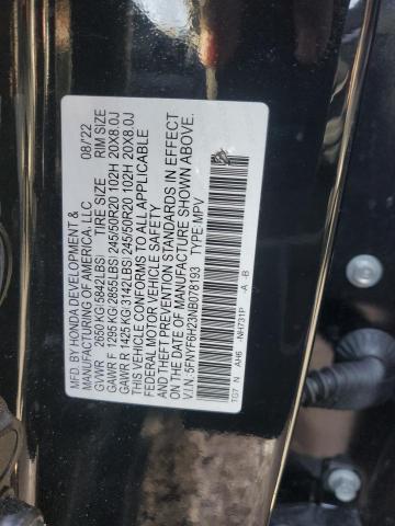 2022 HONDA PILOT SE 5FNYF6H23NB078193