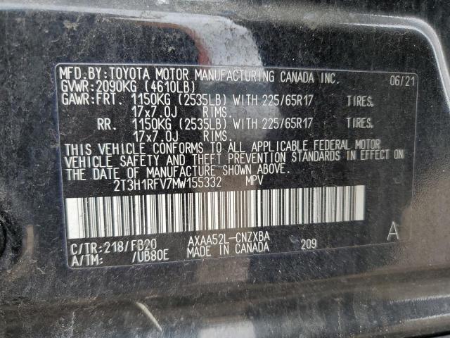 2021 TOYOTA RAV4 LE - 2T3H1RFV7MW155332