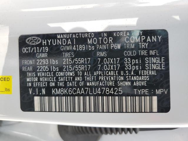 2020 HYUNDAI KONA SEL P - KM8K6CAA7LU478425