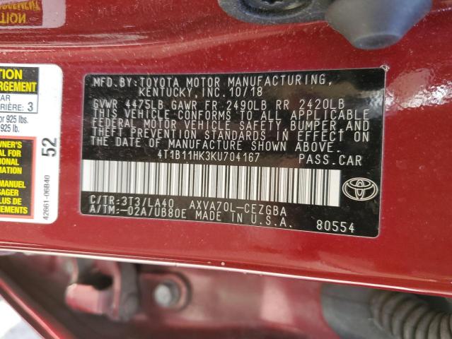 2019 TOYOTA CAMRY L - 4T1B11HK3KU704167