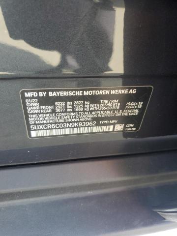 2022 BMW X5 XDRIVE4 - 5UXCR6C03N9K93962