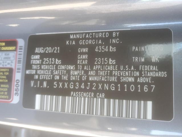 2022 KIA K5 EX - 5XXG34J2XNG110167