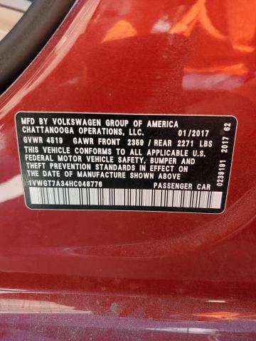2017 VOLKSWAGEN PASSAT SE 1VWGT7A34HC048776
