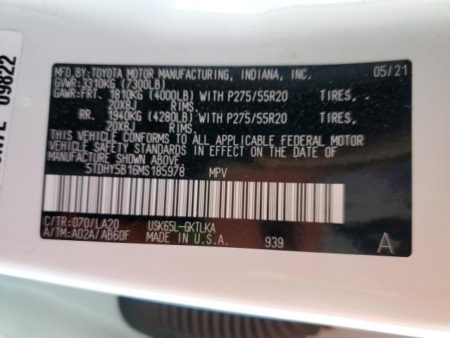 2021 TOYOTA SEQUOIA LI - 5TDHY5B16MS185978
