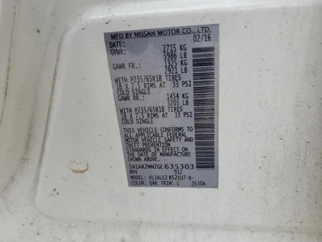 2016 NISSAN PATHFINDER - 5N1AR2MN2GC635303
