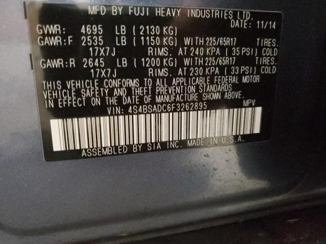 2015 SUBARU OUTBACK 2. 4S4BSADC6F3262895