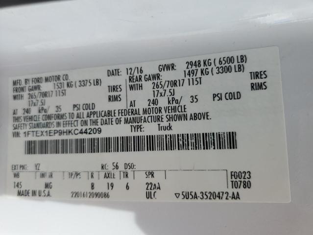 2017 FORD F150 SUPER - 1FTEX1EP9HKC44209