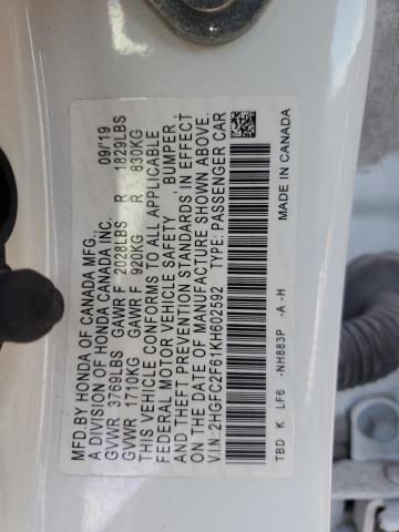 2019 HONDA CIVIC LX - 2HGFC2F61KH602592