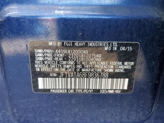 2015 SUBARU WRX JF1VA1A68F9836788
