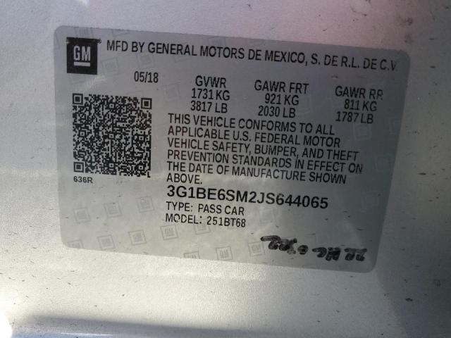 2018 CHEVROLET CRUZE LT - 3G1BE6SM2JS644065