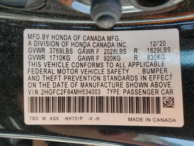 2021 HONDA CIVIC SPOR - 2HGFC2F84MH534003