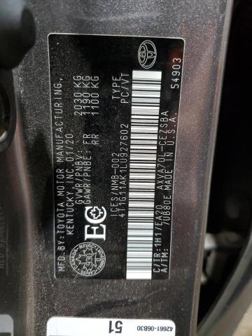 2020 TOYOTA CAMRY SE 4T1G11AK1LU927602