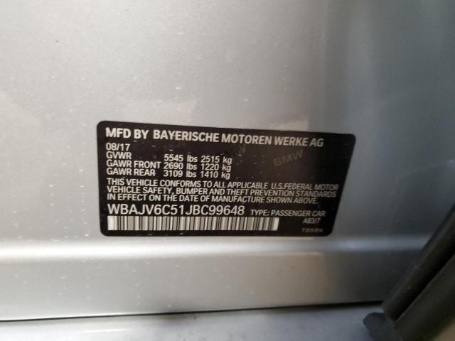 2018 BMW 640 XIGT WBAJV6C51JBC99648