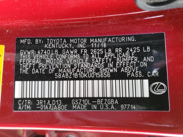 2019 LEXUS ES 350 58ABZ1B10KU015656