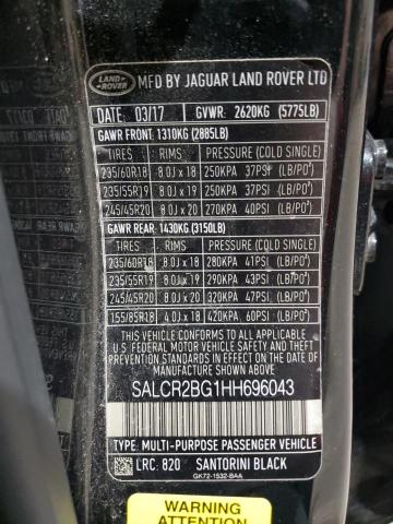 2017 LAND ROVER DISCOVERY SALCR2BG1HH696043