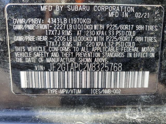 2021 SUBARU CROSSTREK - JF2GTAPC2M8325768