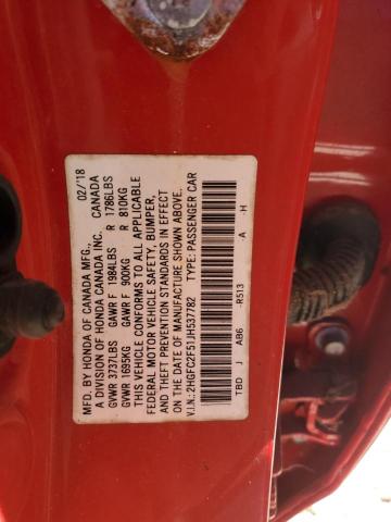 2018 HONDA CIVIC LX - 2HGFC2F51JH537782
