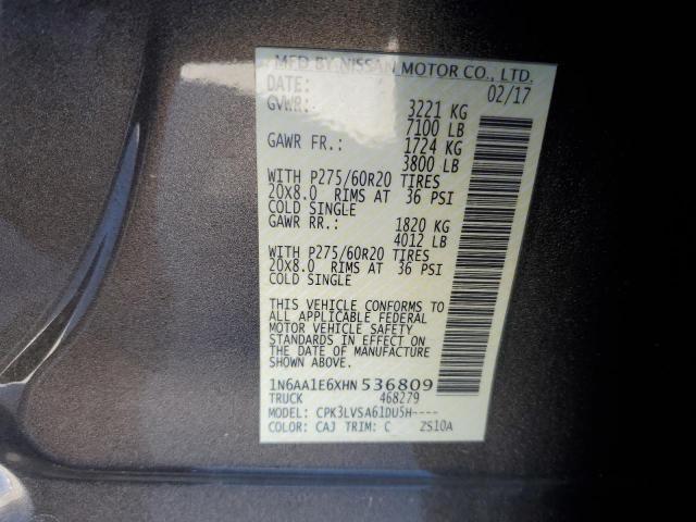 2017 NISSAN TITAN SV 1N6AA1E6XHN536809