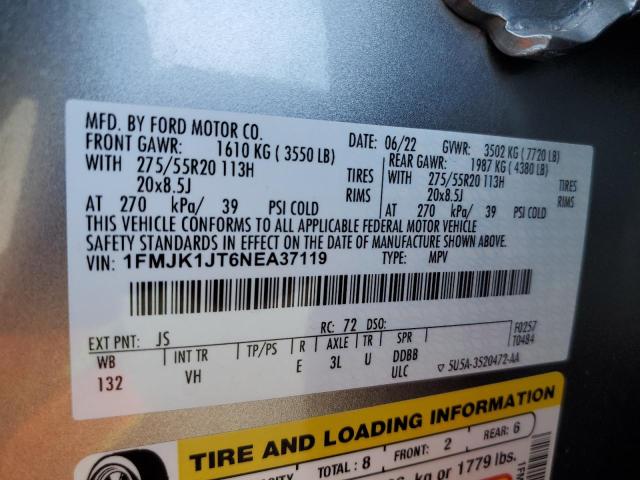 2022 FORD EXPEDITION - 1FMJK1JT6NEA37119