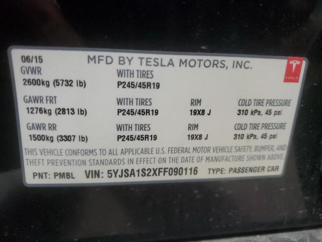 2015 TESLA MODEL S 70 5YJSA1S2XFF090116