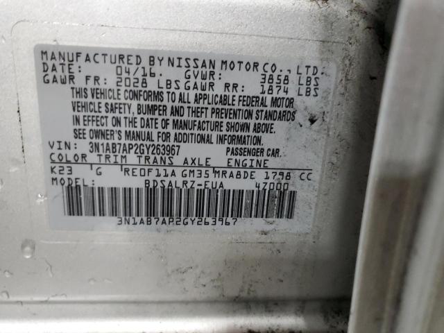 2016 NISSAN SENTRA S - 3N1AB7AP2GY263967