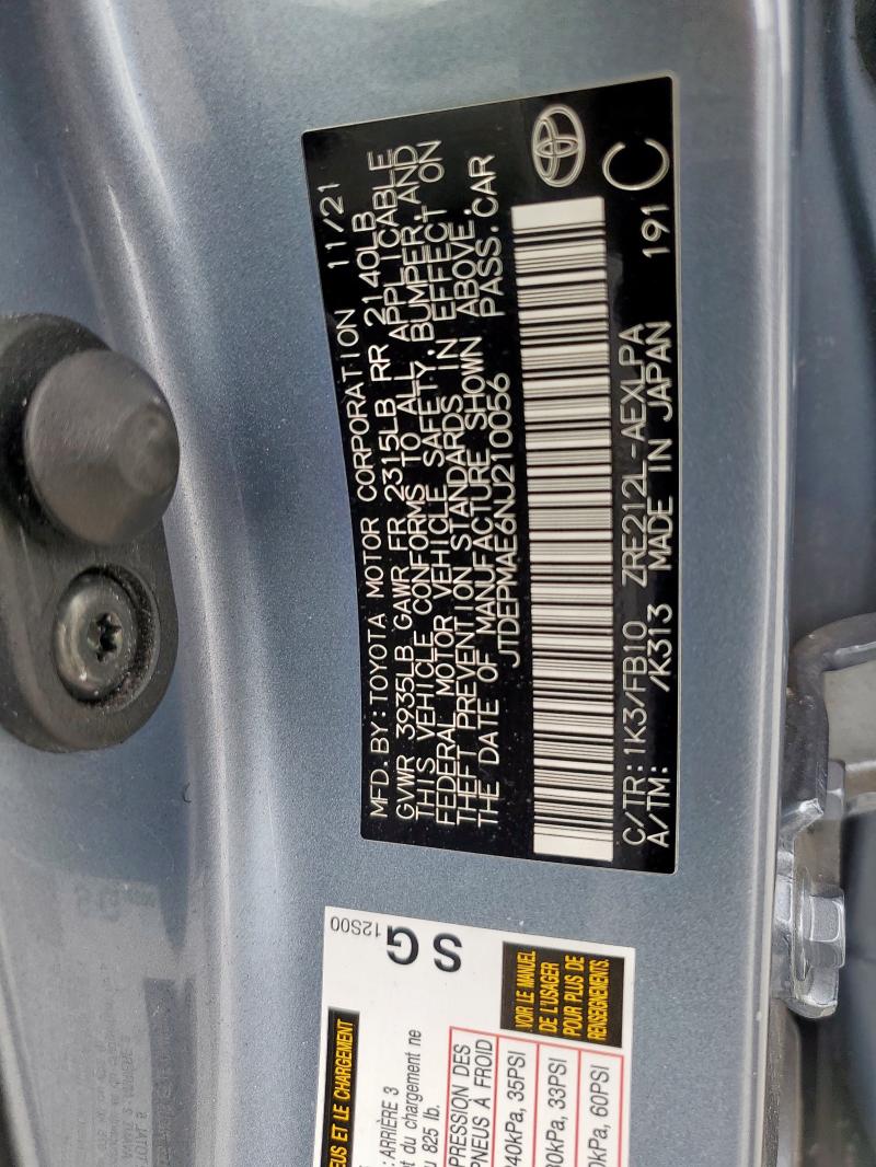 2022 TOYOTA COROLLA LE - JTDEPMAE6NJ210056