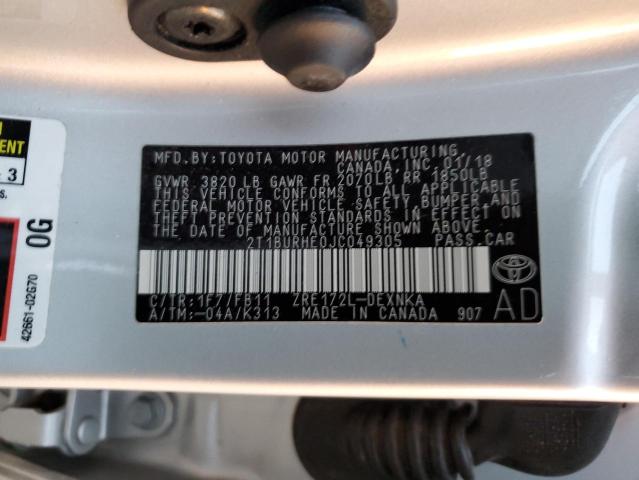 2018 TOYOTA COROLLA L - 2T1BURHE0JC049305