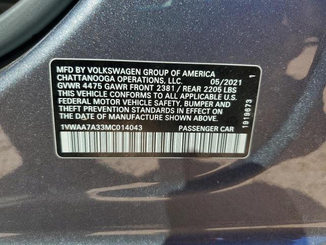 2021 VOLKSWAGEN PASSAT S - 1VWAA7A33MC014043