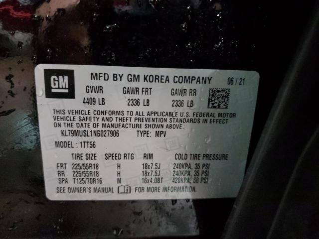 2022 CHEVROLET TRAILBLAZE - KL79MUSL1NB027906