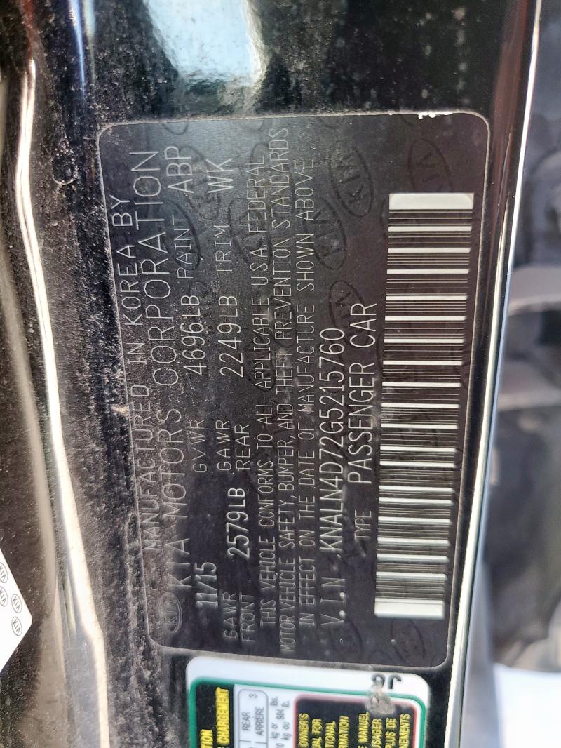 2016 KIA CADENZA LU KNALN4D72G5215760