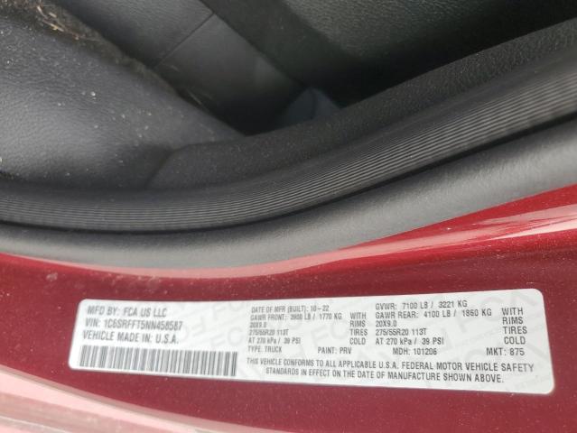 2022 RAM 1500 BIG H - 1C6SRFFT5NN458587