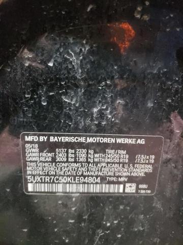 2019 BMW X3 5UXTR7C50KLE94804