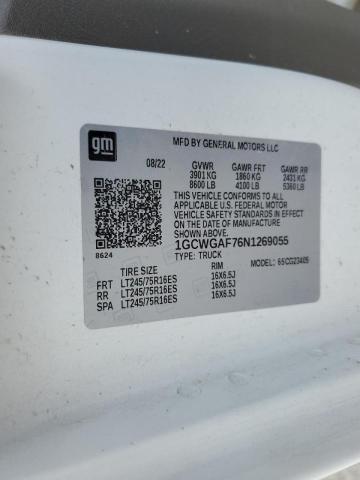 2022 CHEVROLET EXPRESS G2 - 1GCWGAF76N1269055