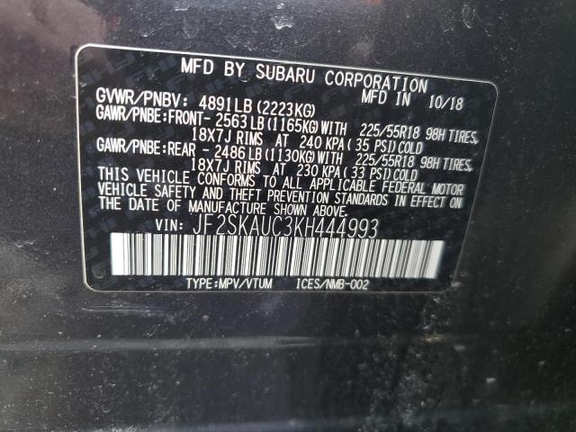 2019 SUBARU FORESTER L - JF2SKAUC3KH444993